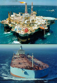 Hybernia Offshore Rig and Oil Tanker